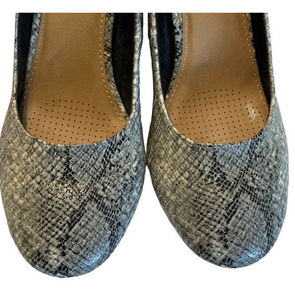 Comfortview Maddy Snake Print Block Heel Pumps 9.5 Gray Embossed Comfort Cushion - Picture 3 of 10